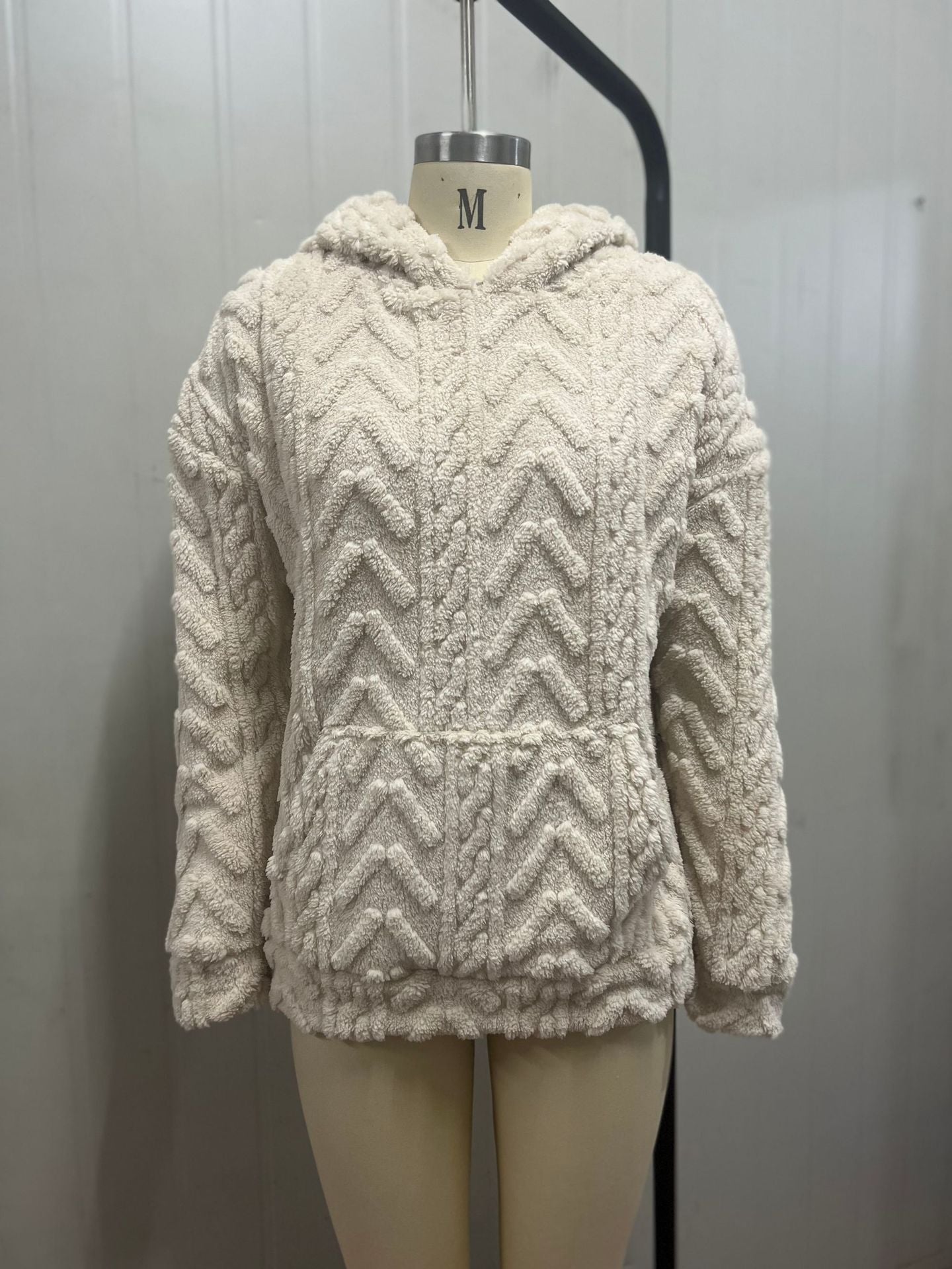 Stijlvolle Casual Oversized Fleece Hoodie met Jacquardpatroon en Grote Zak voor Dames & Plus-size