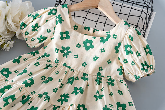 Meisjesjurk katoenen bloemenjurk in westerse stijl