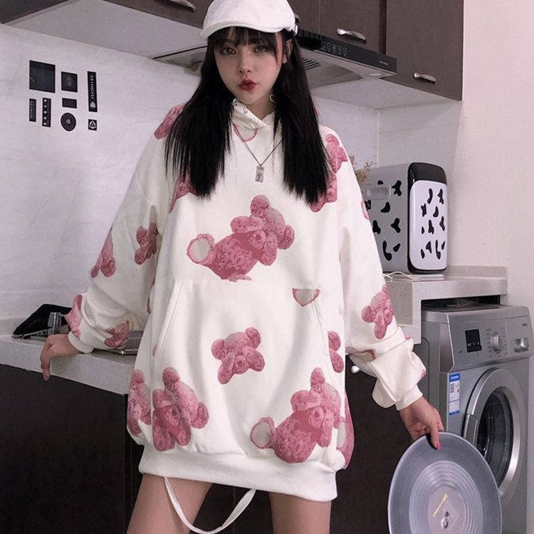 Sweatshirt met capuchon en berenprint