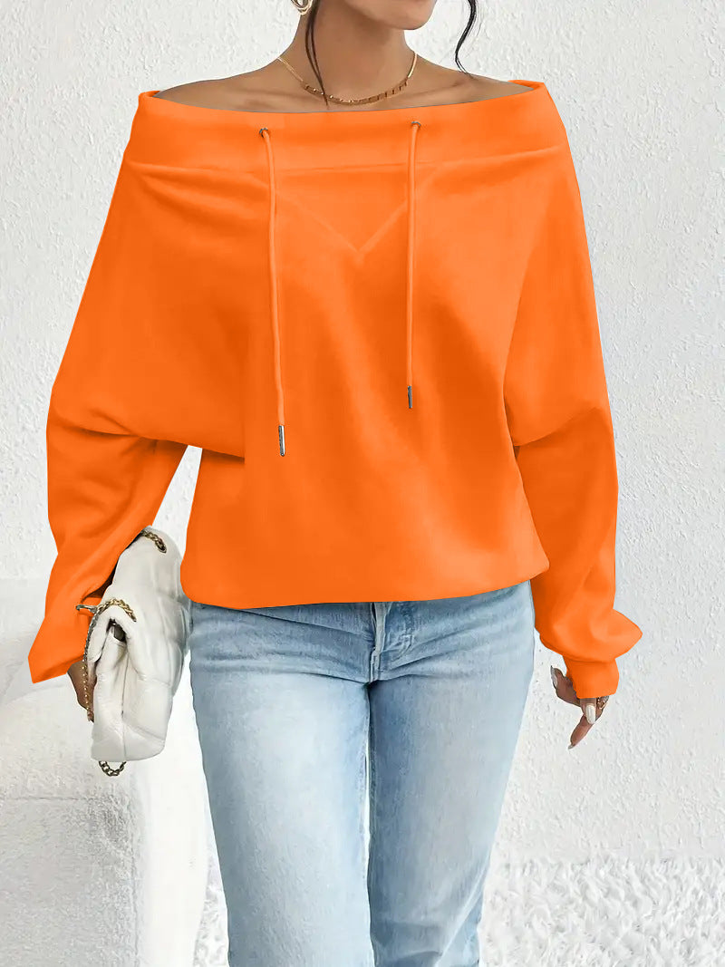 Casual Oversized Off-Shoulder Top met Trekkoord voor Dames & Plus-size