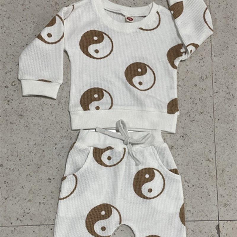 Casual Tweedelige Set Sweatshirt met Print & Broek met Print voor Baby's/ Peuters