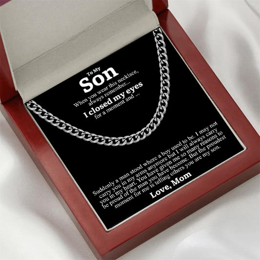 Stijvolle Modieuze Roestvrijstalen Titanium Cubaanse "TO MY SON" Halsketting met Ronde Schakels voor Heren