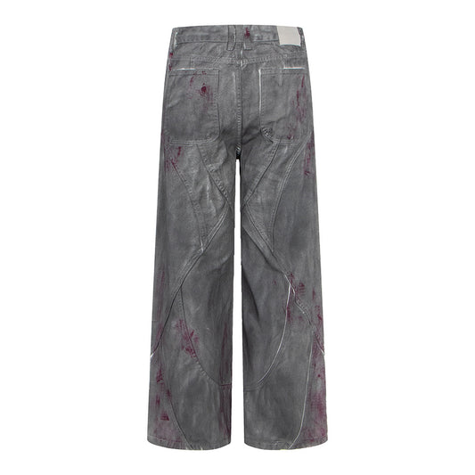 Trendy Klassieke Effen Kleur Casual Vintage Losse Denim Jeans met Rechte Wijde Pijpen voor Unisex