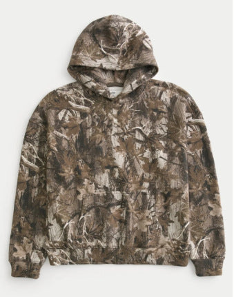 Dames Camouflage Hoodie Maple Leaf Print Oversized