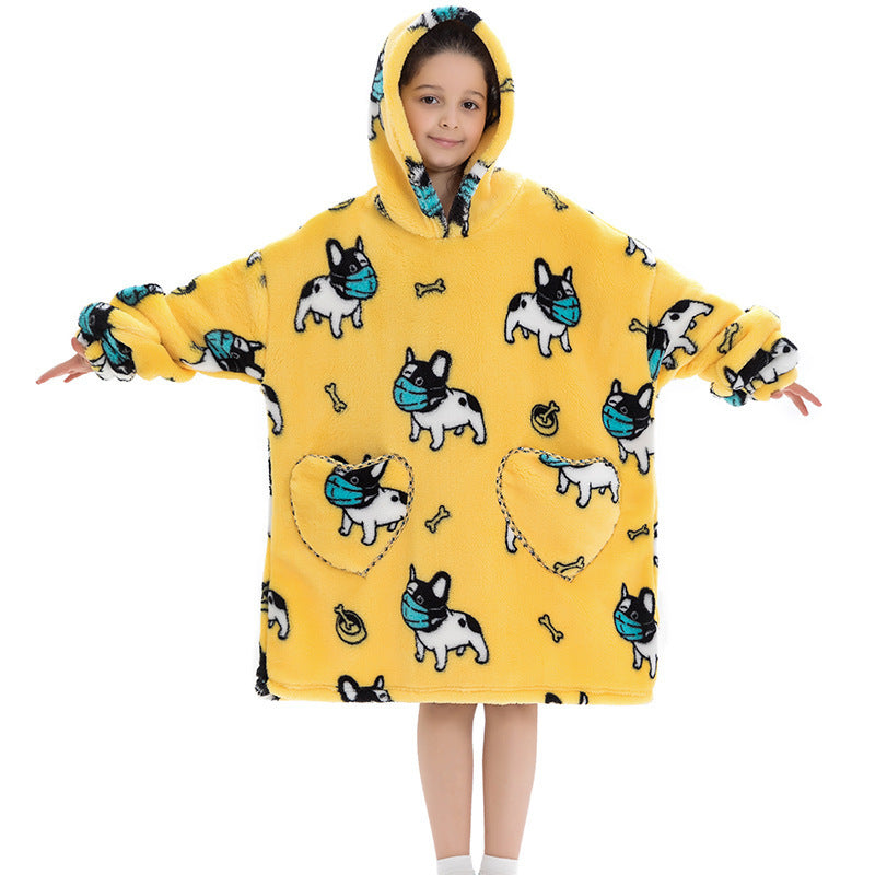 Oversized Flanellen Thermische Pyjama Sweatshirt met Print voor Kinderen / Tieners