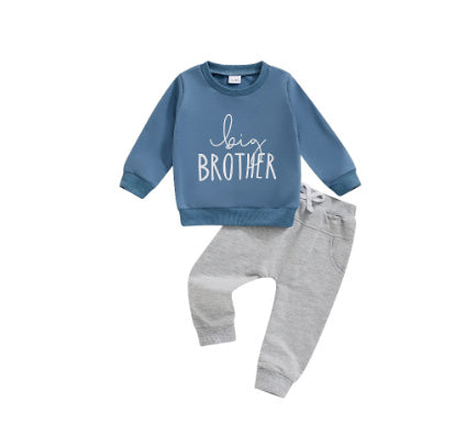 Tweedelig Casual Outfit Sweatshirt met Tekst & Broek in Europese en Amerikaanse Stijl voor Jongens