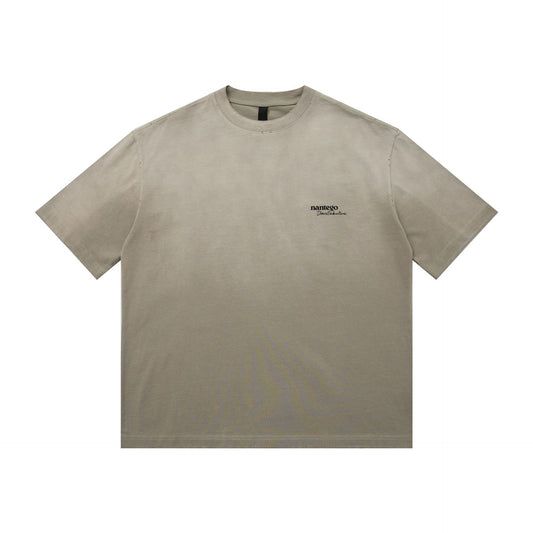 Stijlvolle Sportieve Effen Kleur Casual Vintage Letterprint T-shirt met Ronde Hals en Korte Mouwen voor Unisex