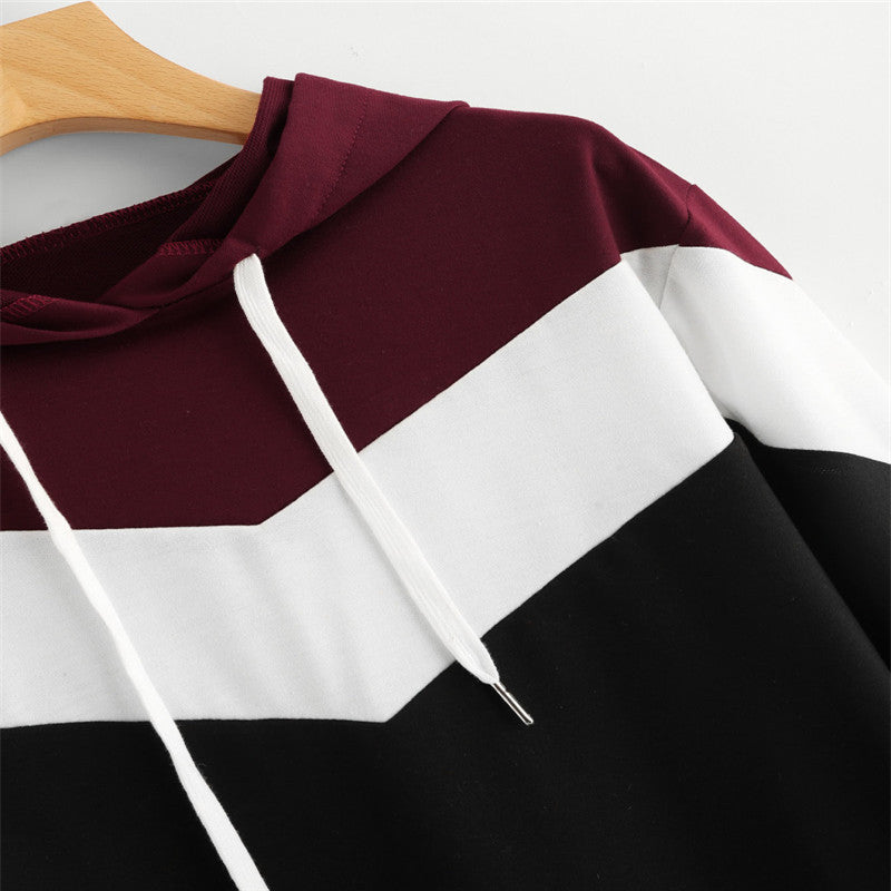 Hoodie met herfstprint en stiksels