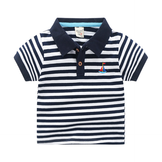 Stijlvolle Casual Revers Poloshirt met Korte Mouwen en Knoopsluiting voor Kinderen