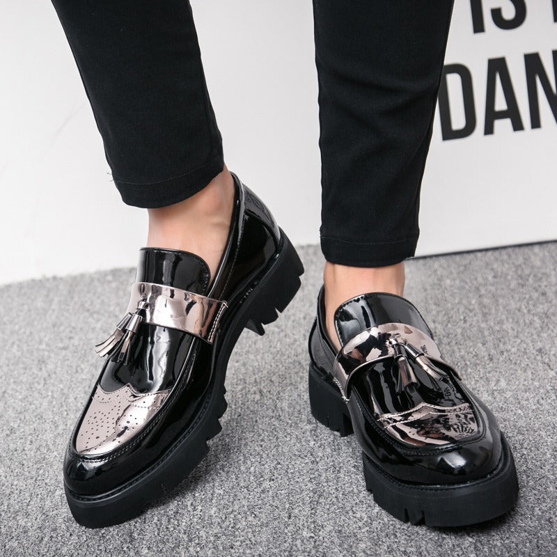Britse Stijl Klassieke Effen Kleur Casual/Business Instap Lakschoenen van Echt Leer met Voetbeschermers en