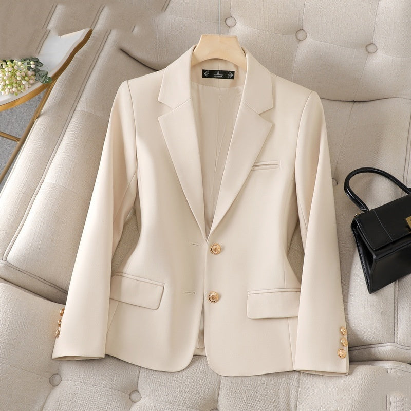 Amerikaanse Stijlvolle Casual Business Blazerjas in Effen Keur met Knoopsluiting en Zakken voor Dames & Plus-size