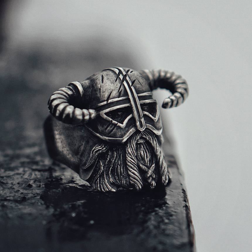 Europese Vintage Designer Zilveren Noorse Viking Gladiator Ring in voor Heren