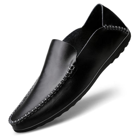 Elegante Unieke ltailaanse Casual Effen Kleur Designer Ronde Neus Loafer van Echt Splitleer met Antislip en Platte Rubberzool voor Heren