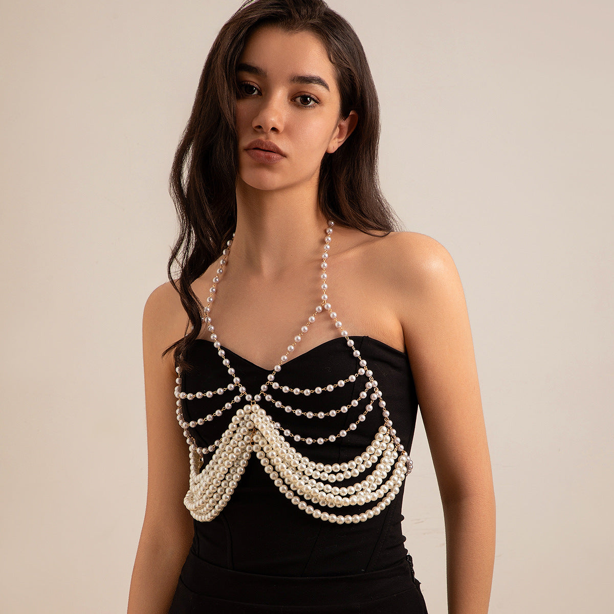 Stijlvolle Elegante Sexy Meerlaagse Bodychain van Imitatie Parels voor Dames