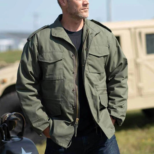 Herenmode Militair Uniform Gewatteerde Jas met Rits in Britse Stijl voor Heren