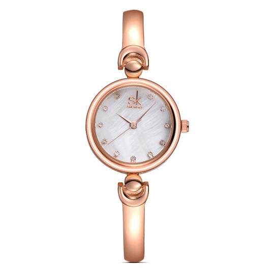 SK Elegante Stalen Quartz Polshorloge Armband voor Dames