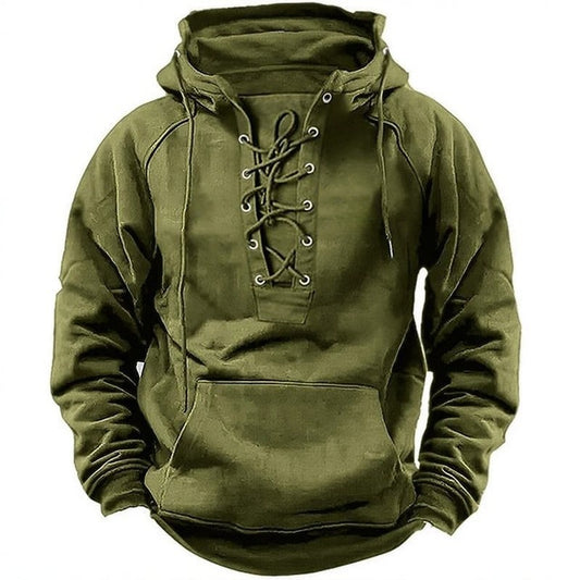 Men's Outdoor Retro Lace-up Hoodie