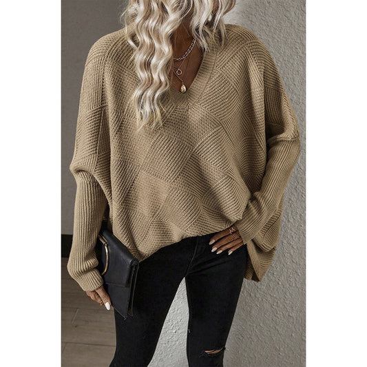 Europese en Amerikaanse Casual Losse Oversized Gebreide Trui met Geruitpatroon voor Dames & Meiden