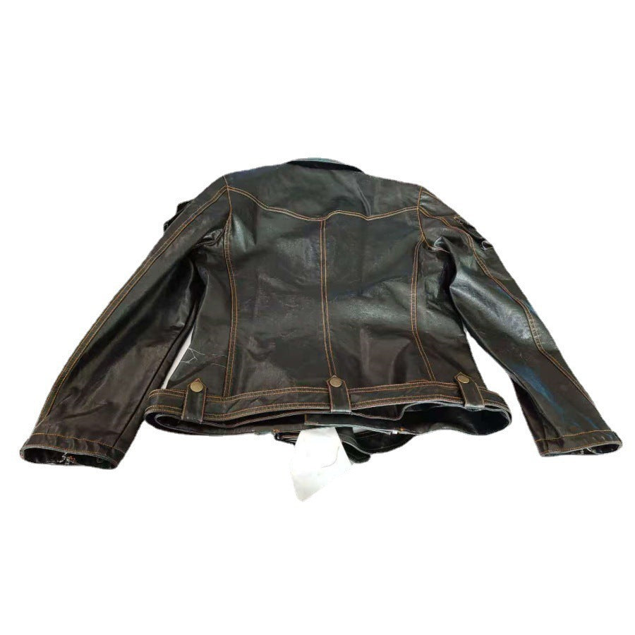 Retro Personality Multi-pocket Motorjacket van PU-Leer met Ritssluiting voor Heren