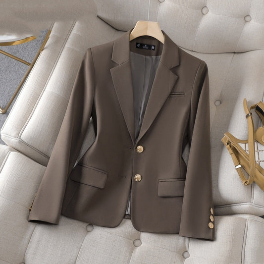 Amerikaanse Stijlvolle Casual Business Blazerjas in Effen Keur met Knoopsluiting en Zakken voor Dames & Plus-size