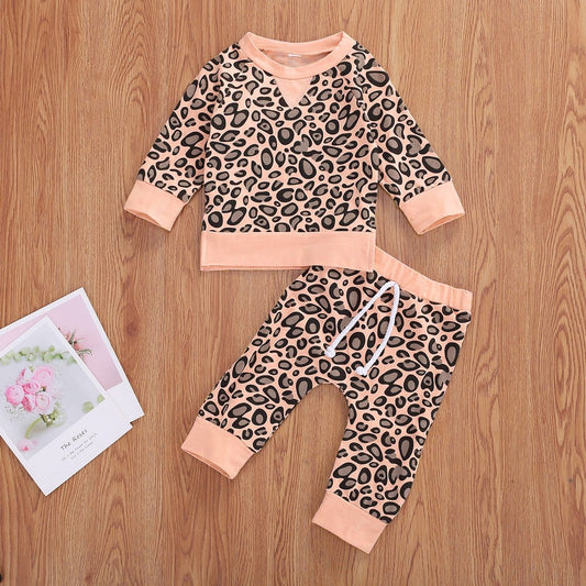 Meisjes Tweedelig Kinderset Luipaard Print Tops & Luipaard Print Broeken
