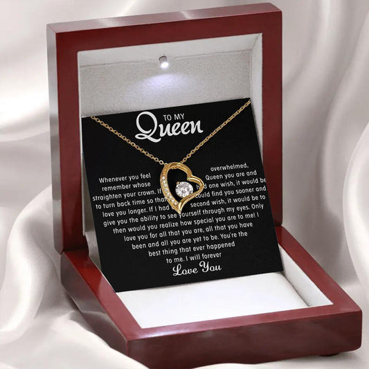 Stijlvolle Modieuze Roestvrijstalen "TO MY QUEEN" Halsketting en een Uitgeholde Hartvormige Hanger met Zirkoon en Strass-steentjes voor Dames