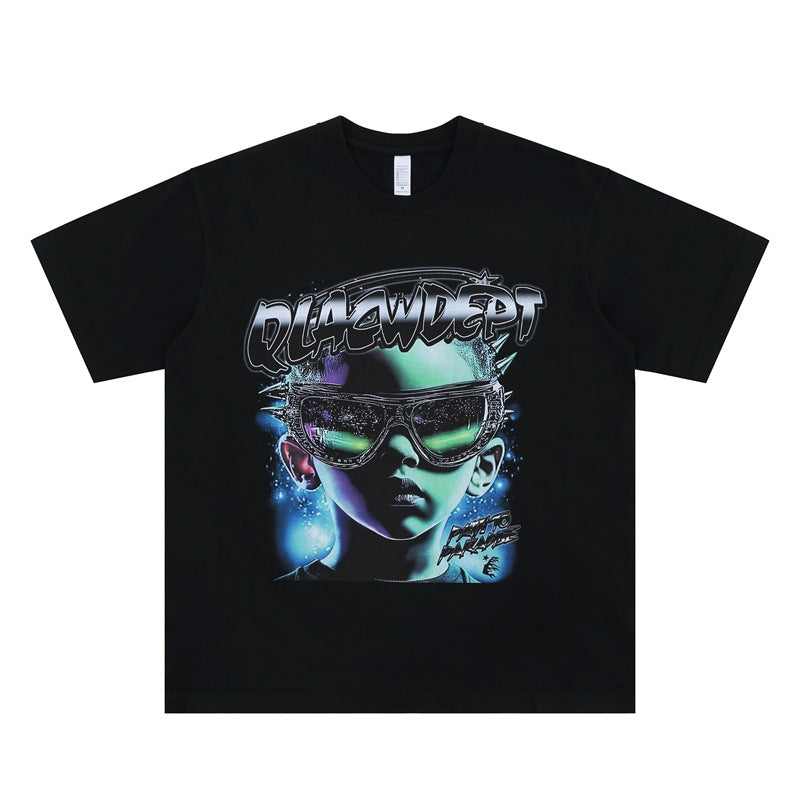 Modieuze Klassieke Effen Kleur Casual Vintage Alien T-shirt met Ronde Hals en Korte Mouwen voor Heren