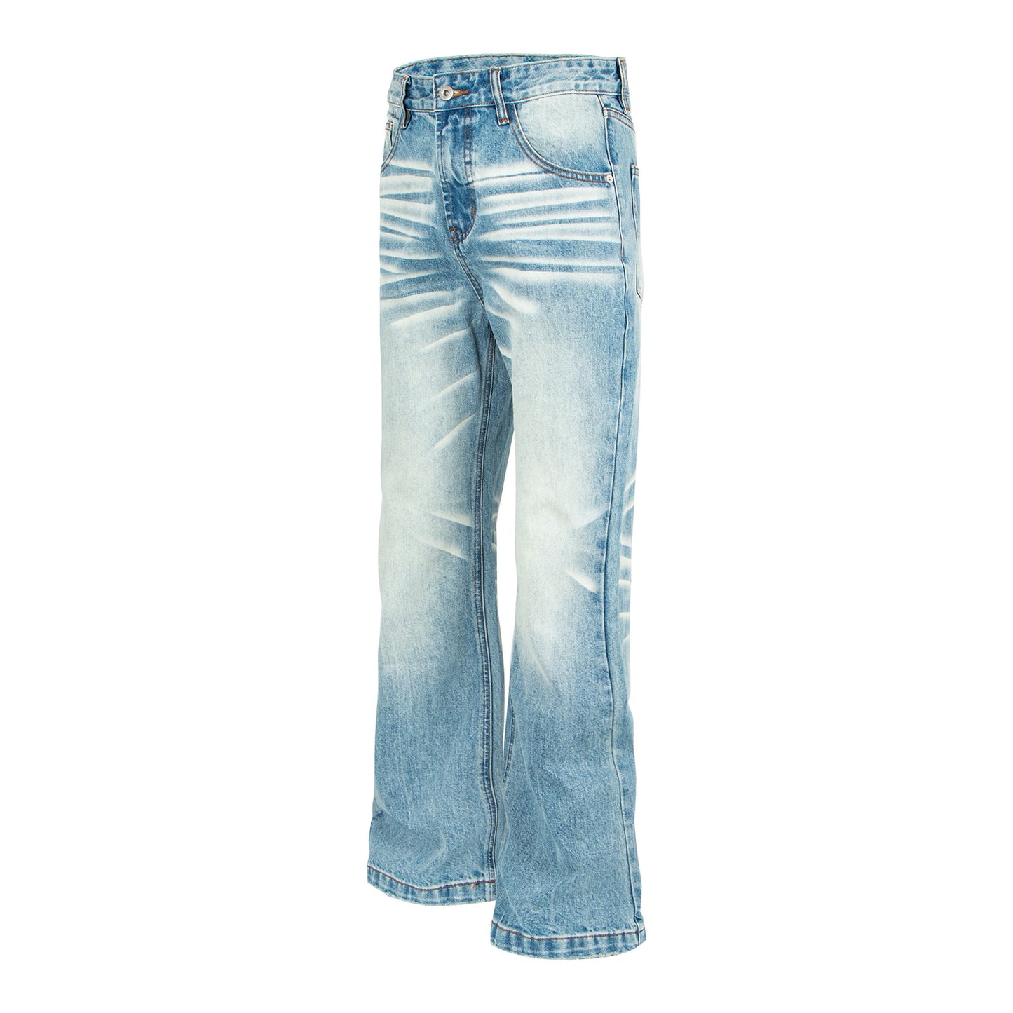 Trendy Klassieke Effen Kleur Casual Vintage Washed Losse Demin Jeans met Wijde Pijpen en Uitlopenende Zoom voor Unisex