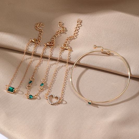 Elegante Vintage Armbanden met Hartvormig Vierkante Edelstenen voor Dames