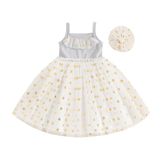 Meisjesjurken Casual Halter Mesh met Hoofdbloem