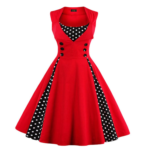 Hepburn Style Retro Elegante Cocktailjurk met Bedrukte Patroon voor Dames & Plus-size