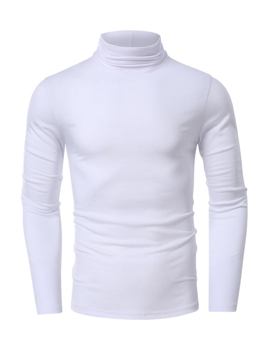 Amerikaanse Casual Elegante Slim-fit Effen Kleur Turtleneck T-shirt met Lange Mouwen voor Heren