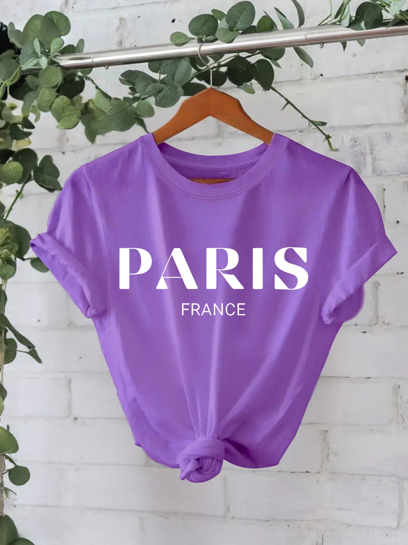 Trendy Stijlvolle Effen Kleur Casual Ronde Hals T-shirt met Letterprint en Korte Mouwen voor Dames/Meiden & Plus-Size