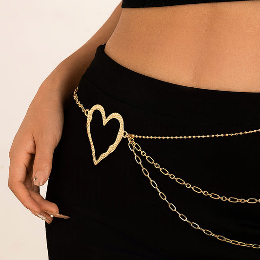 Modieuze Elegante Gelaagde Dunne Tailleketting met Grote Hartvorm van Legering voor Dames