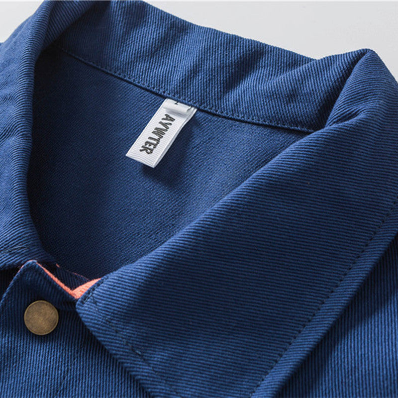 Amerikaanse Designer Ontwerp Fashion Brand Color-blocking Lapel Tooling Spijkerjacket voor Dames /Plus-size & Heren