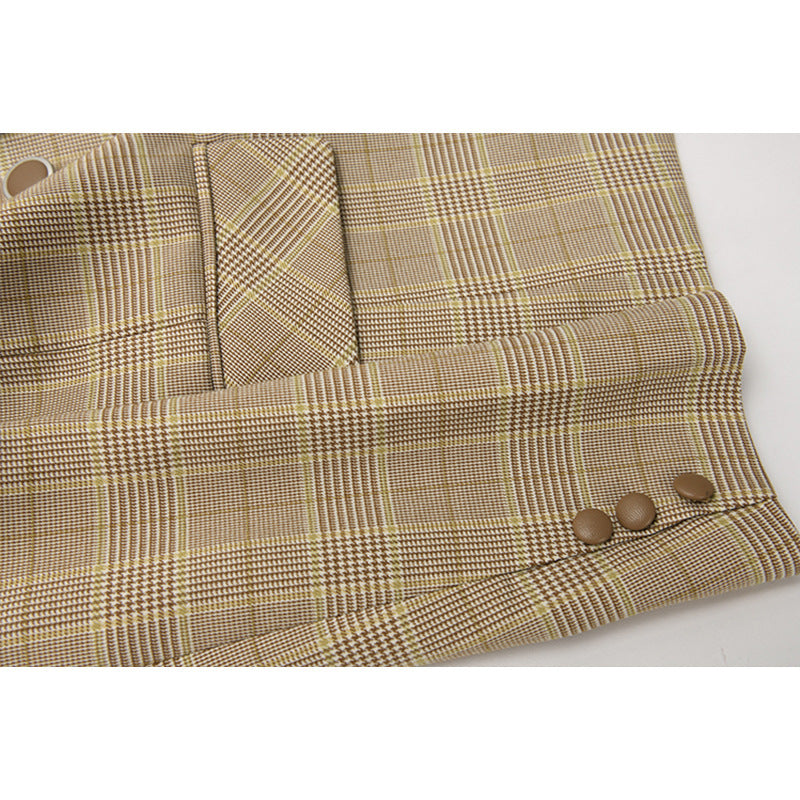 Trendy Formeel Geruite Blazer met Riem voor Dames