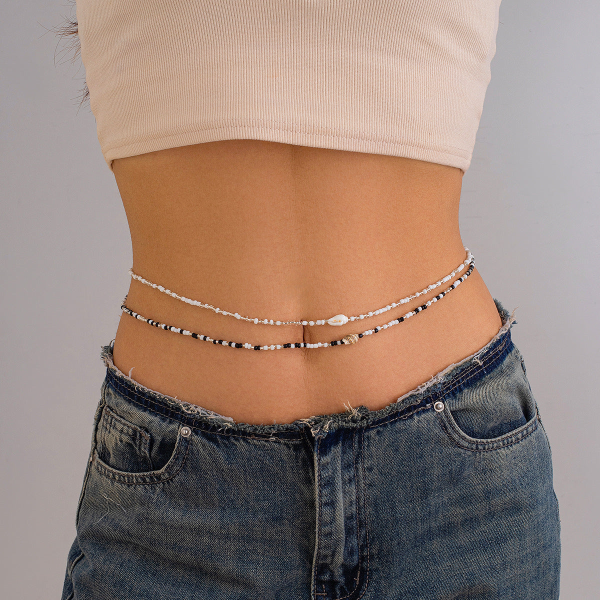 Trendy Casual Etnische Stijl Diverse Kleurrijke Dubbellaags Elastische Strand Tailleketting met Rijstkralen voor Dames