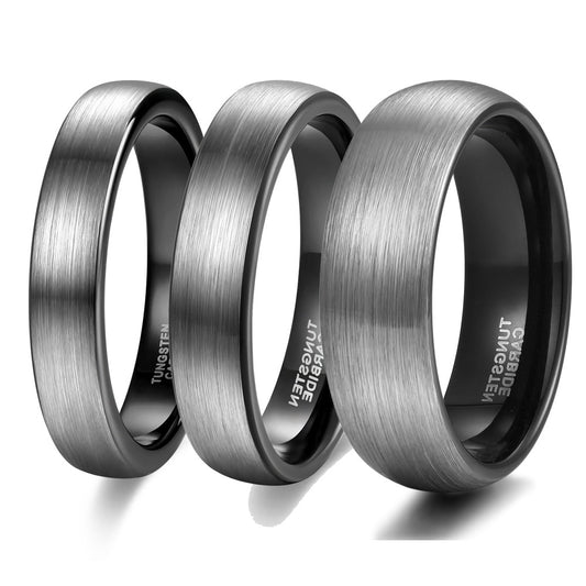 Trendy Moderne Tweekleurige Minimalistisch Metalen Wolfraamcarbide Ring met van 4 mm tot 8 mm voor Unisex