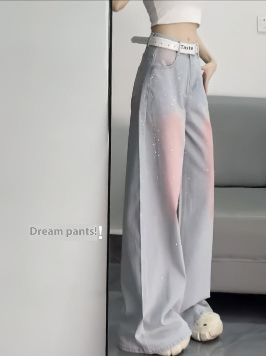 American Stijl Retro Distressed Rhinestone Jeans voor Dames/Plus-size & Meiden