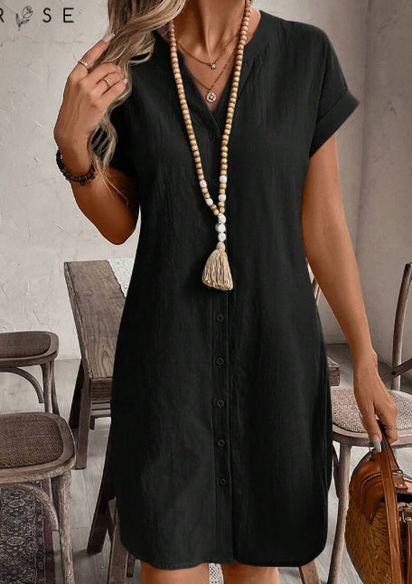 Casual Effen Kleur Polojurk met knoopsluiting en Korte Mouwen voor Dames & Plus-size