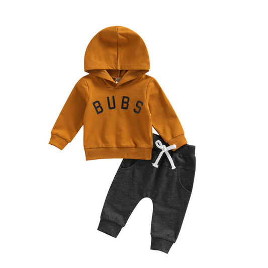 Europese en Amerikaanse Stijl Trendy Tweedelig Set Hoodie met Tekstprint & Broek voor Baby's/ Peuters
