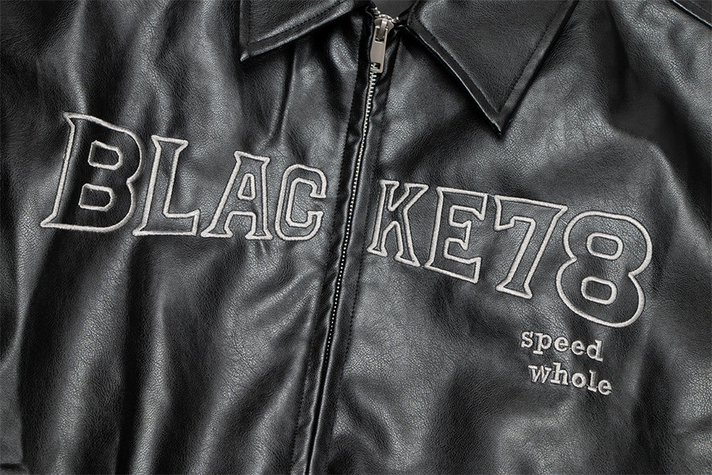 Casual Jacket van PU-Leer met Geborduurde Letters voor Heren