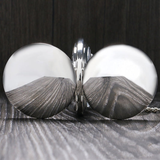 Klassiek Vintage Minimalistisch Tweezijdig Mechanisch Zilveren Zakhorloge met Romeinse Nummer voor Unisex