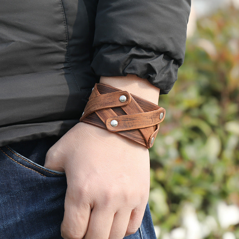 Vintage Eenvoudige Oude Meerlaagse Armband van Leer voor Unisex