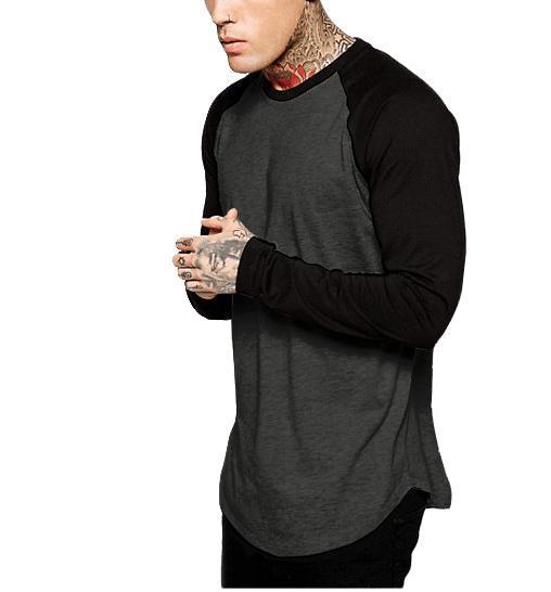 Amerikaanse Trendy Casual Colour Blocking Oversized Raglan T-shirt met Lange Mouwen voor Heren