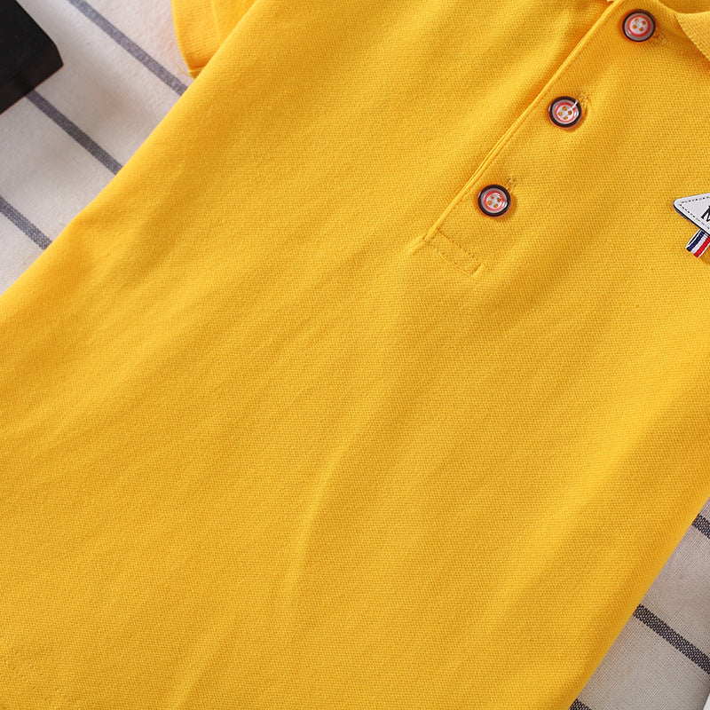 Europese Designer Ontwerp Modieze Casual Effen Kleur Poloshirt met Geborduurde Embleem en Korte Mouwen voor Kids & Teenager