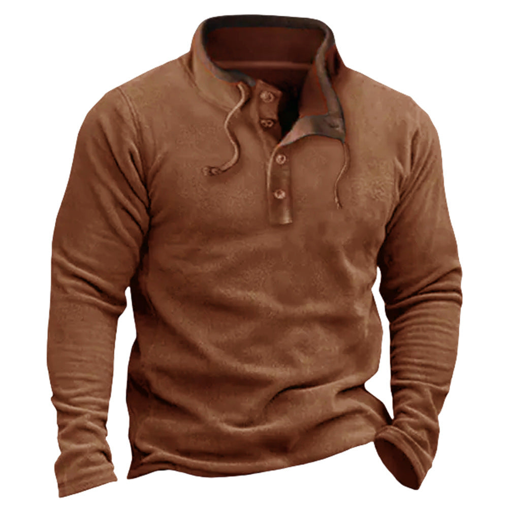 Casual Fleece Trui met Halve Ritssluiting voor Heren