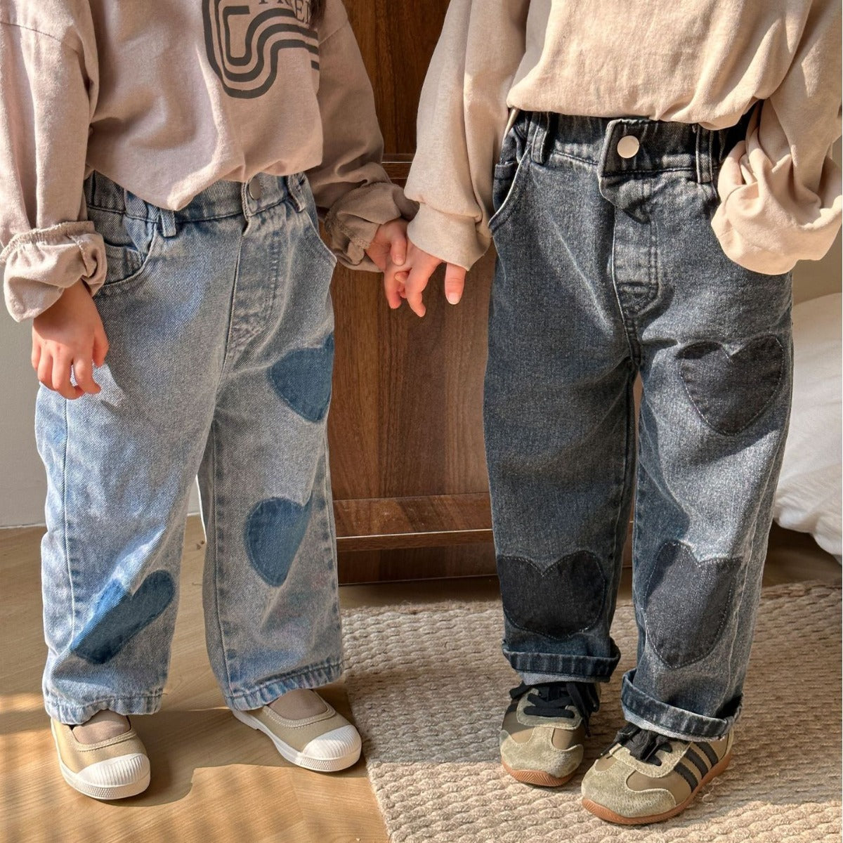 Kindermode Casual Straight Soft Jeans met Hartjesprint voor Peuters/ Kinderen