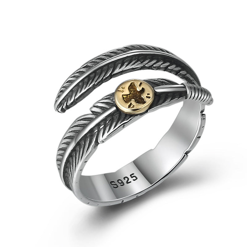 S925 Sterling Zilveren Ring Indiase Veer voor Uniseks