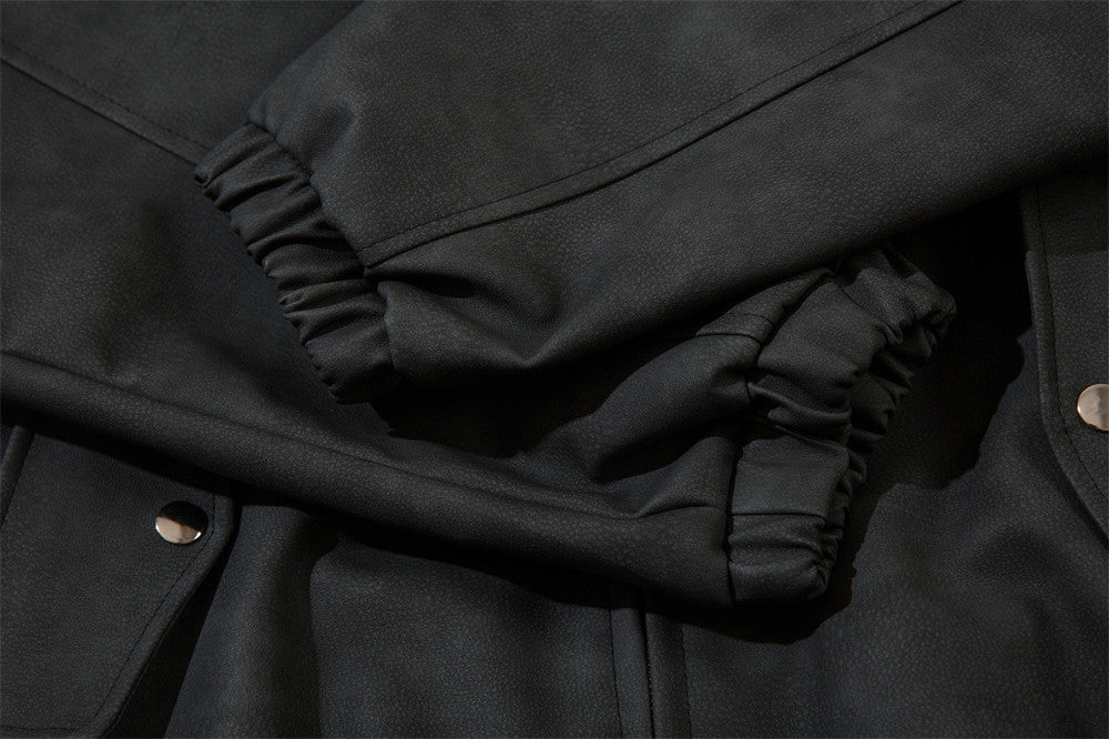 Retro Casual Jacket van PU-Leer met Geborduurde Letters voor Heren & Jongens